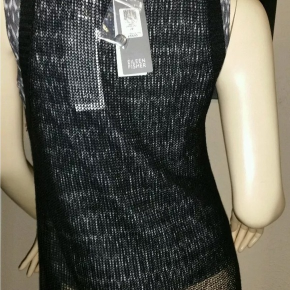 Eileen Fisher Black V-Neck Ethereal Organic Linen Fine Gauge Vest - PP NWT $188 - Picture 6 of 7